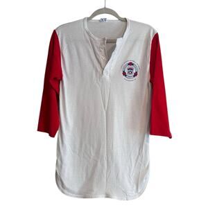 Vintage Little League Ringer Tee Red White Baseball Unisex Medium Champion USA